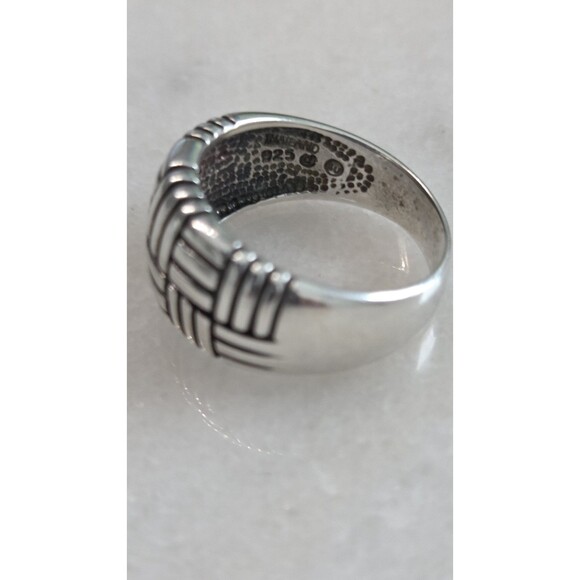 STERLING SILVER 925 WIDE GEOMETRIC OXIDIZED BLACK ROUNDED RING BAND SIZE 9.5-10 - Picture 3 of 8